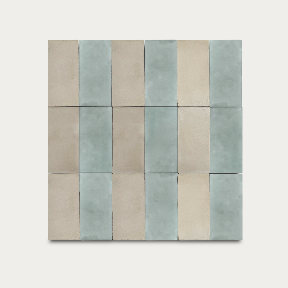 Bambú • Crudo arena / Eucalipto • 10x20 cm